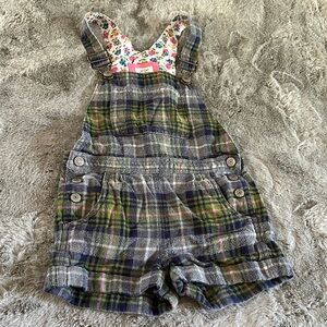 Mini Boden Green and Blue Plaid Overalls